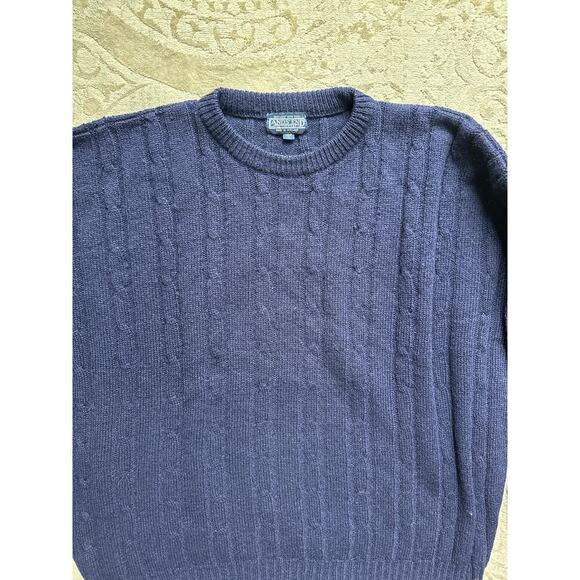 Lands End Sweater Men's XL Navy Wool Cable Knit Scotland Preppy Fisherman - Picture 6 of 6